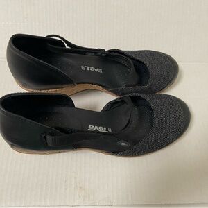 Teva riviera Mary Jane cork sandals black and grey womens size 9